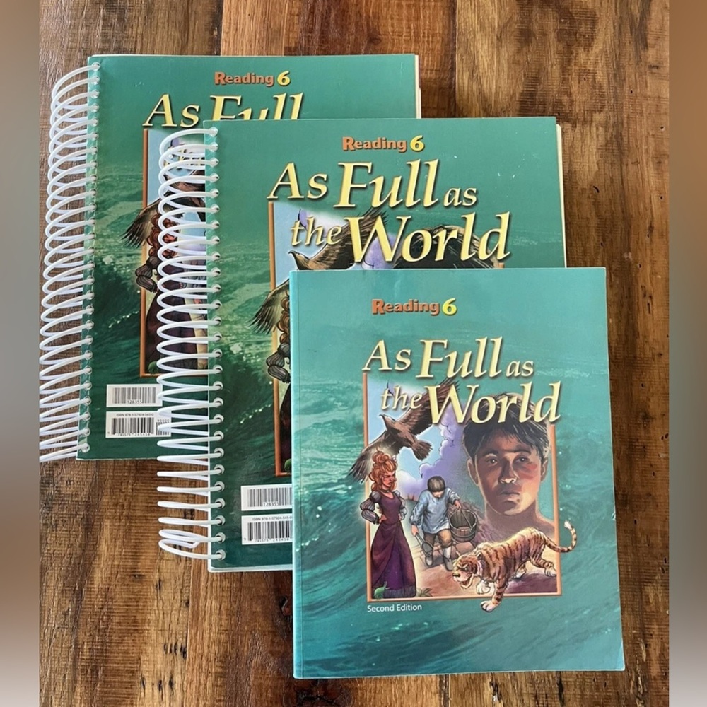 BJU Press Reading 6 As Full as the World Teacher's Edition Part 1 & 2 student